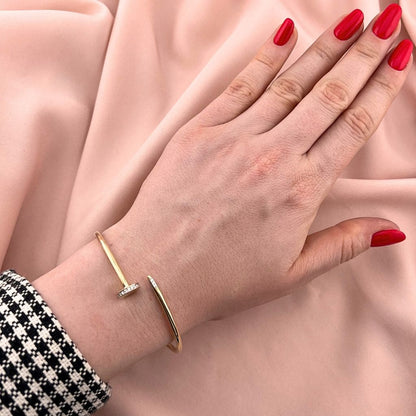 Bratara Fixa Aur 14k Tip Cui cu Pietre Zirconia