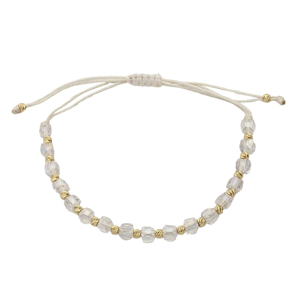 Bratara Snur Bile Aur 14k si Cristal Alb