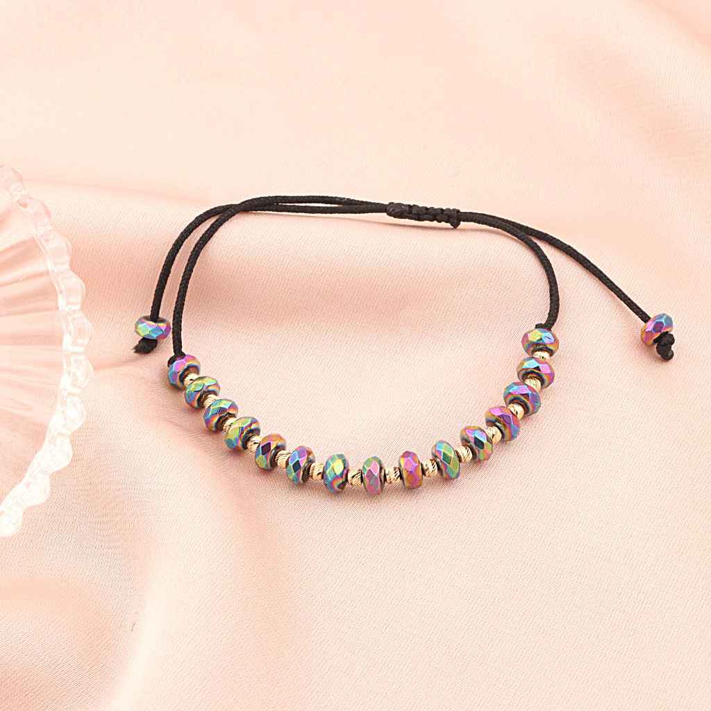 Bratara Snur Bile de Aur 14k si Hematit Multicolor