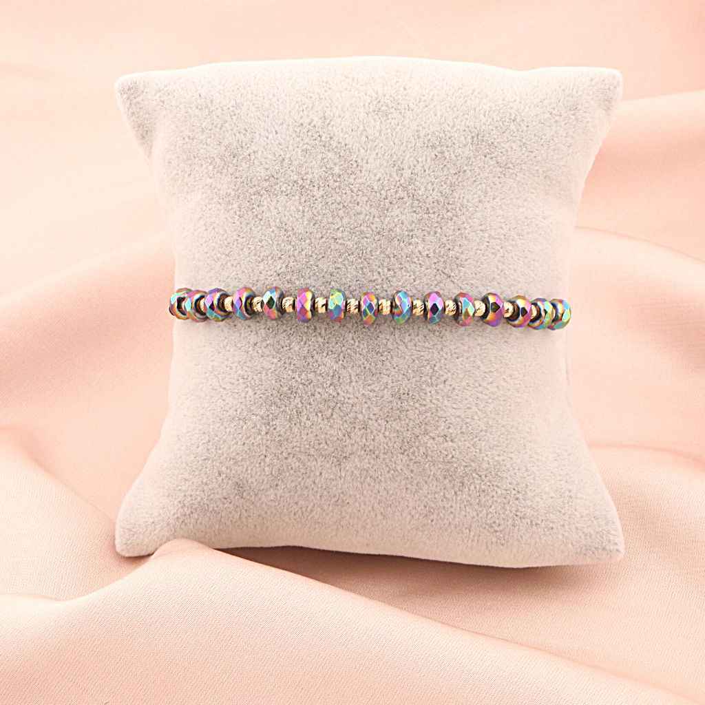 Bratara Snur Bile de Aur 14k si Hematit Multicolor