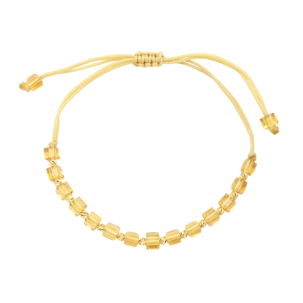 Bratara Snur cu Bile Aur 14k si Cristal Cubic Galben