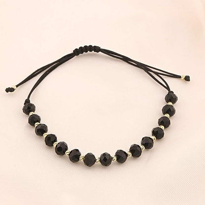 Bratara Snur cu Bile Aur 14k si Onix Negru Fatetat 6mm