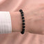 Bratara Snur Negru cu Bile de Aur 14k si Onix 6mm