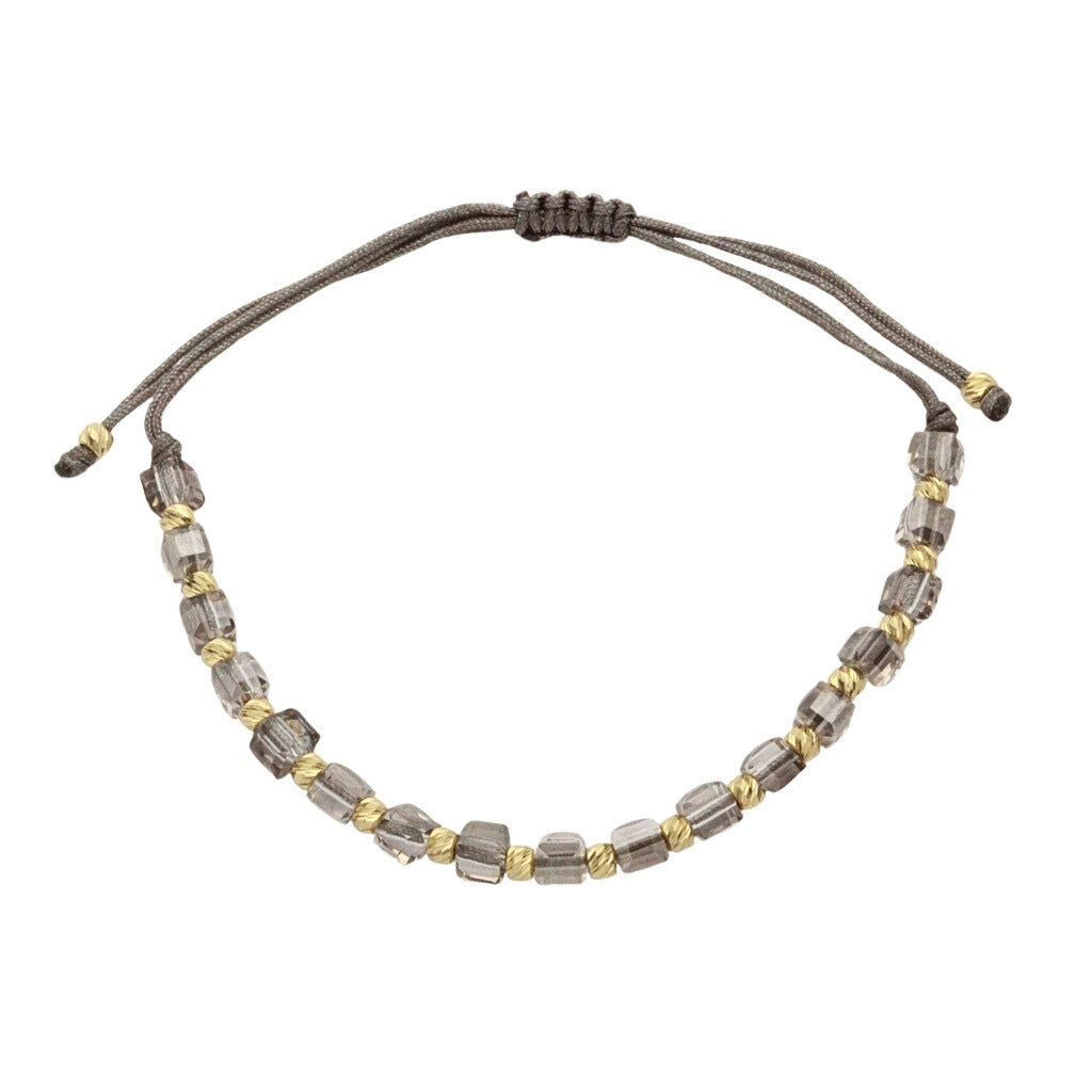 Bratara Snur Unisex Bile Aur 14k cu Cristale Gri