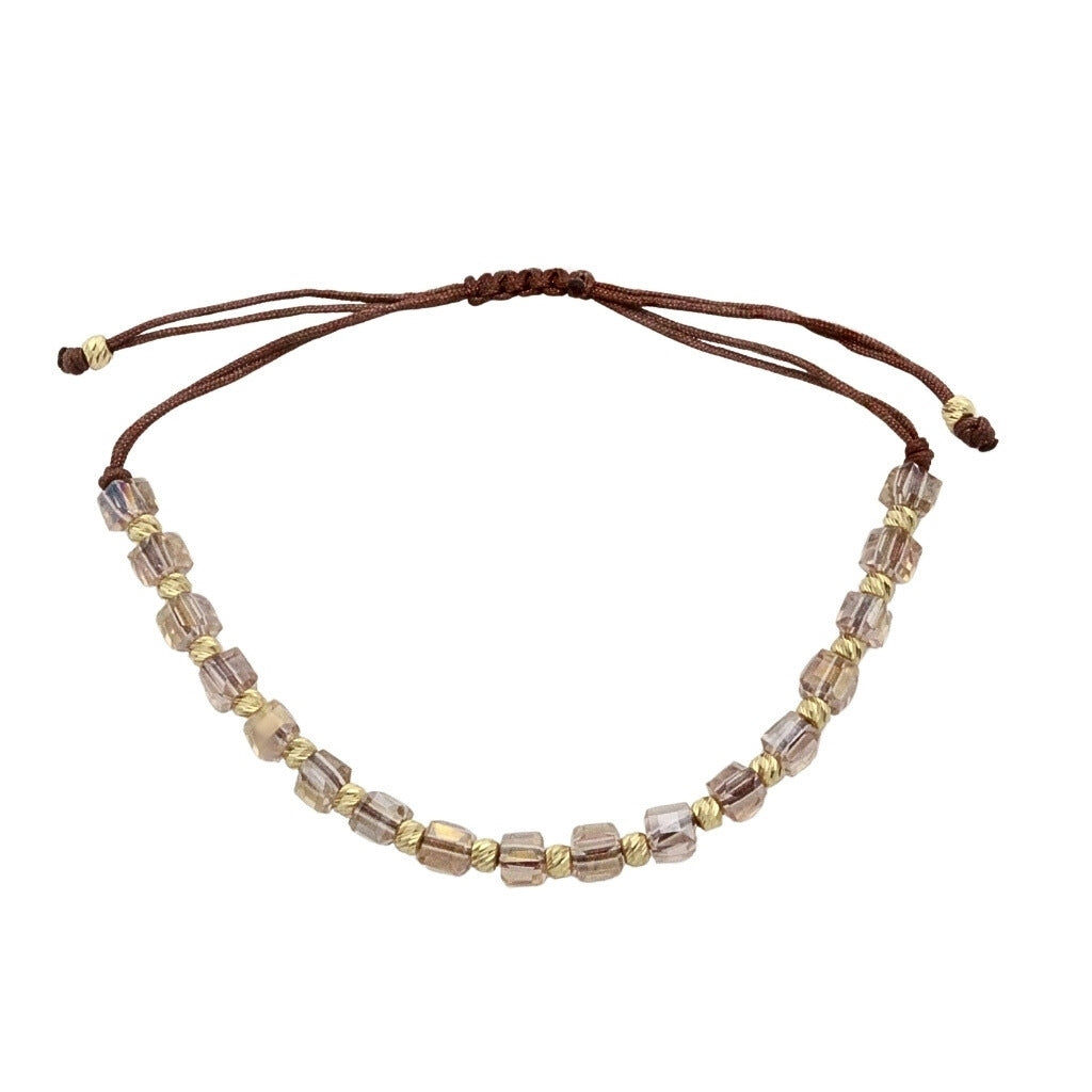 Bratara Snur Unisex Bile Aur 14k si Cristal Fumuriu