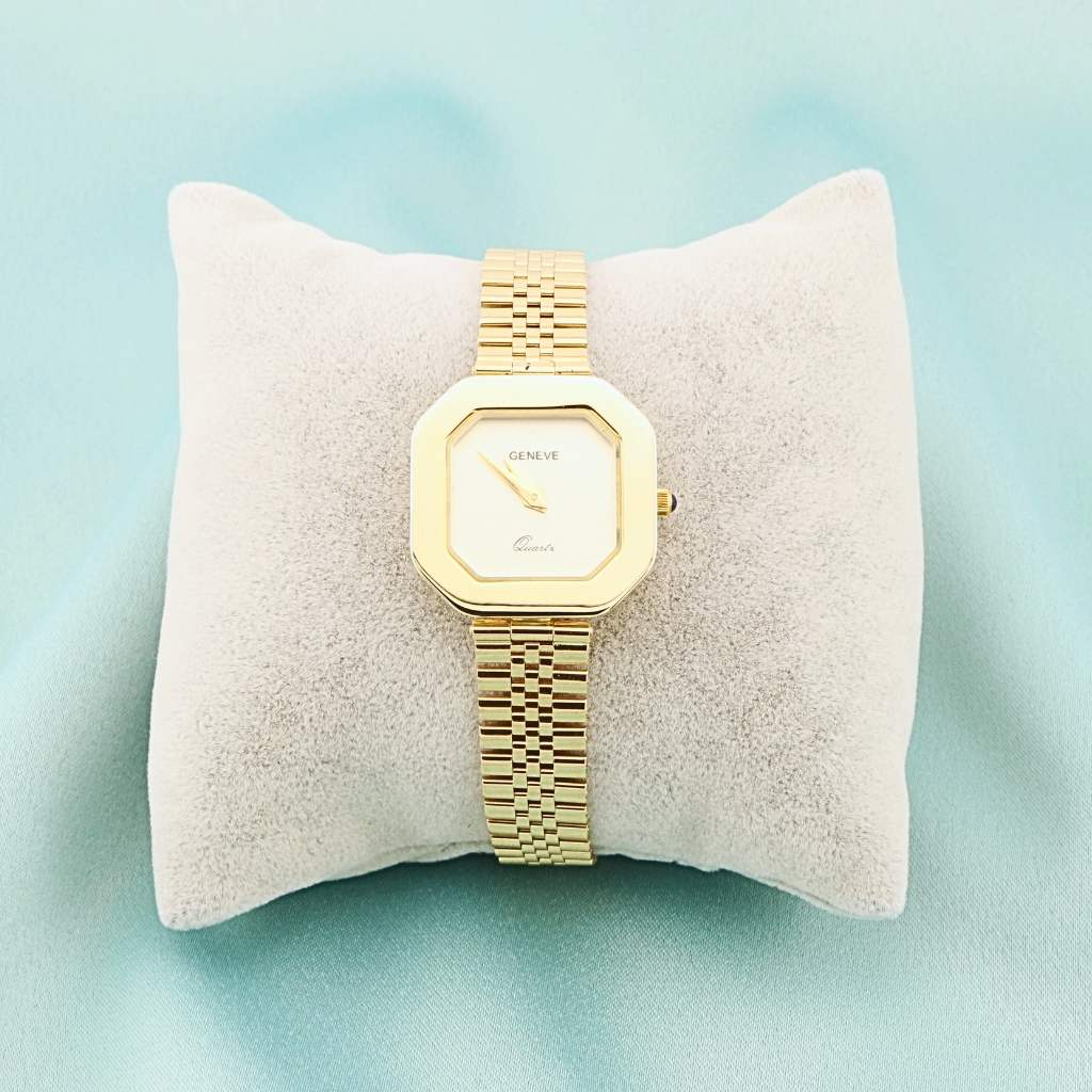 Ceas Aur 14k Geneve Dama Cadran Patrat