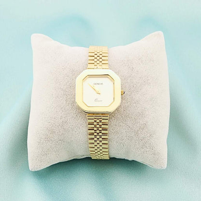 Ceas Aur 14k Geneve Dama Cadran Patrat