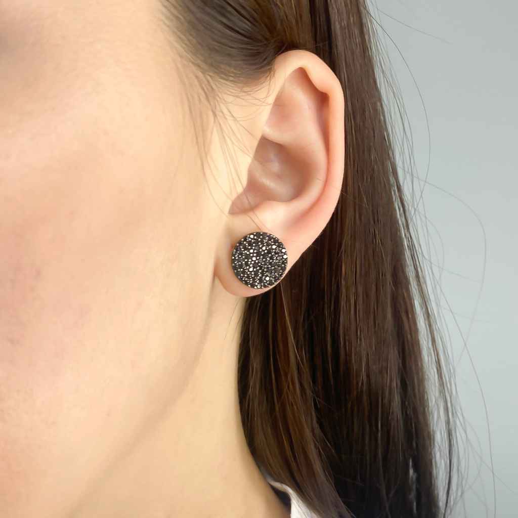Cercei Aur 14k Banut cu Pietre Negre