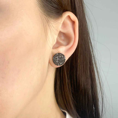 Cercei Aur 14k Banut cu Pietre Negre