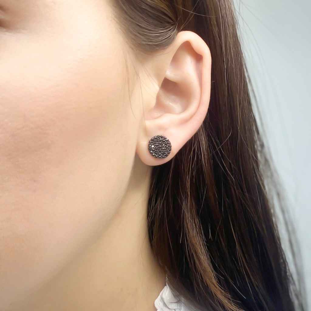 Cercei Aur 14k Banut cu Pietre Negre