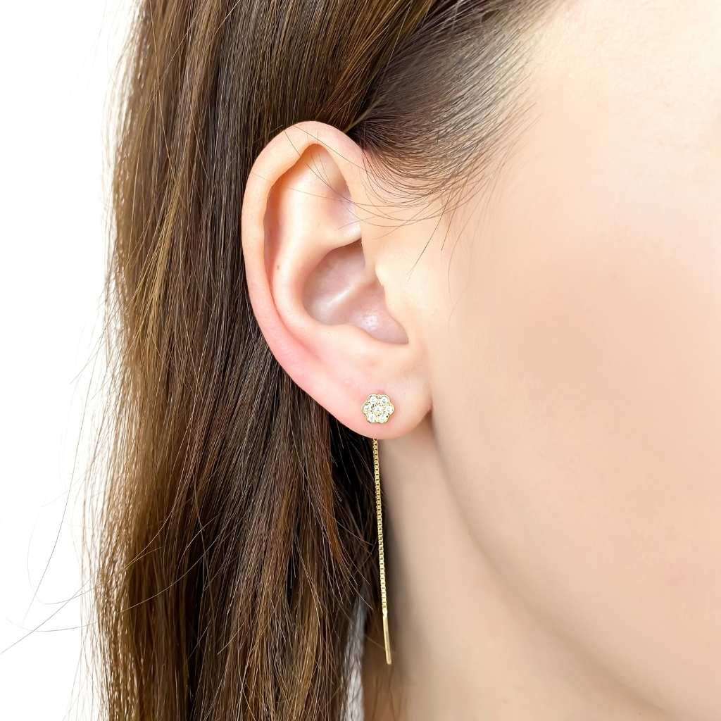 Cercei Aur 14k Fir Floare