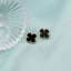 Cercei Aur 14k Floare cu Onix