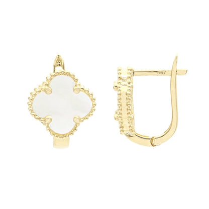 Cercei Aur 14k Floare cu Sidef 1 cm