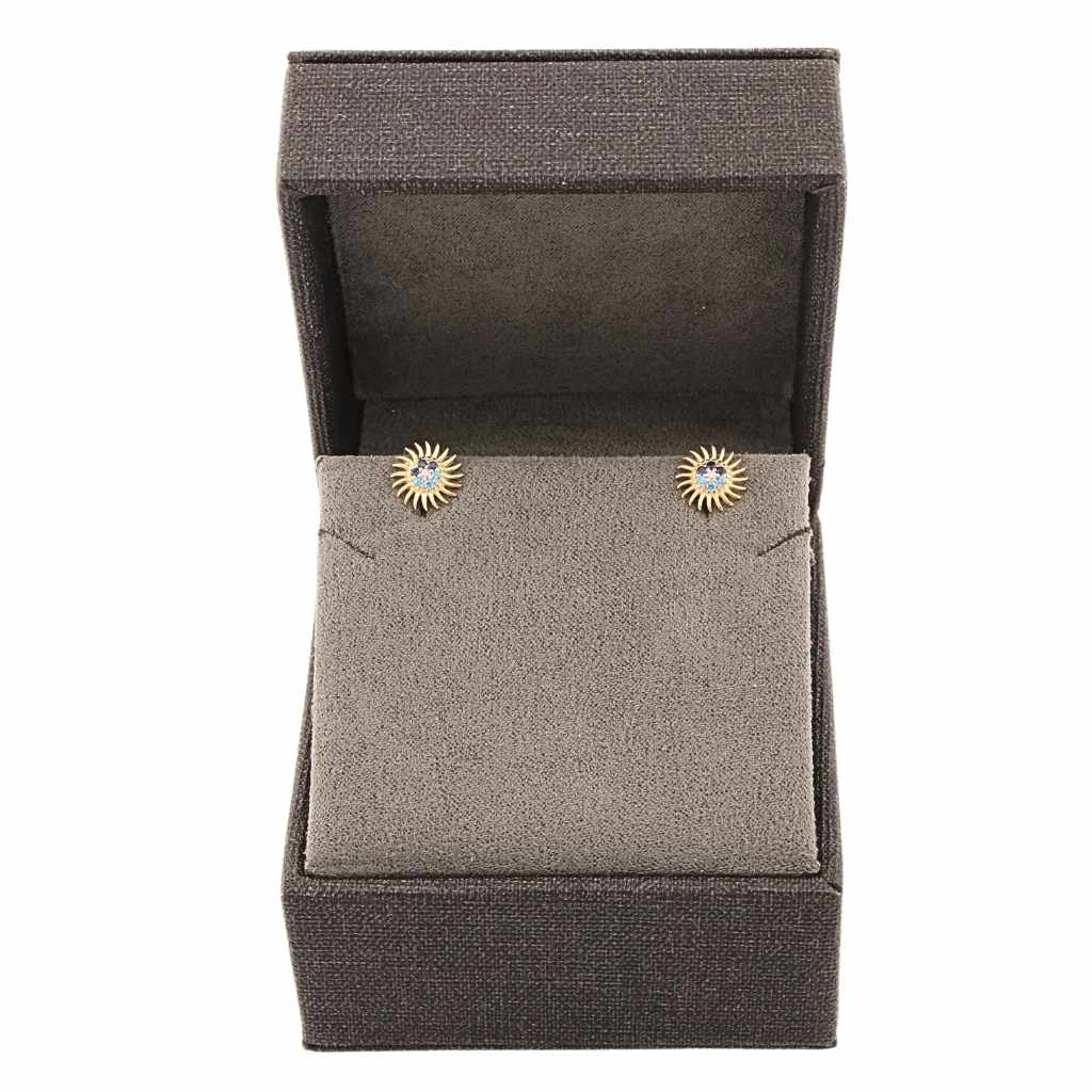 Cercei Aur 14k Soare cu Pietre Zirconia