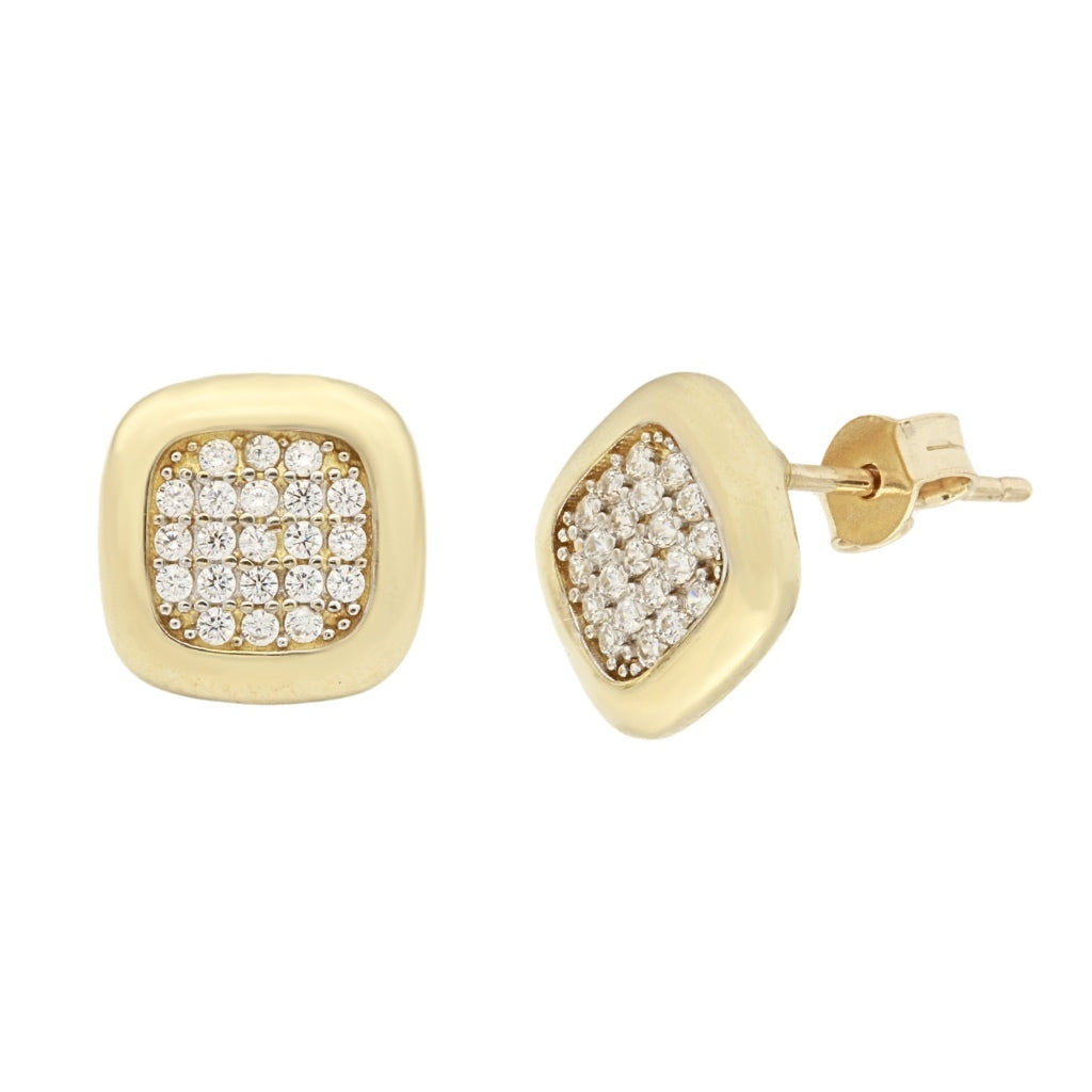 Cercei Aur 9k Squared cu Pietre Albe