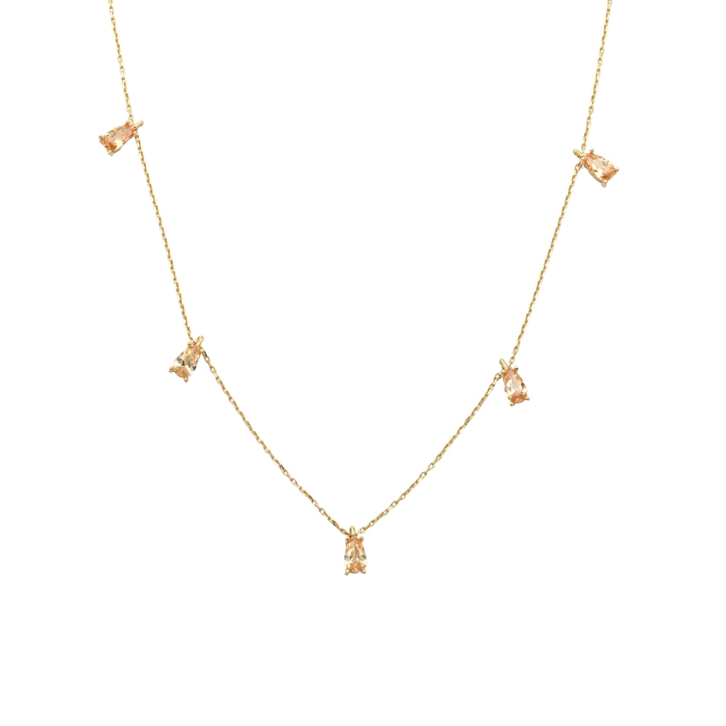 Lant Aur 14k Elegant Charms cu Pietre Roz