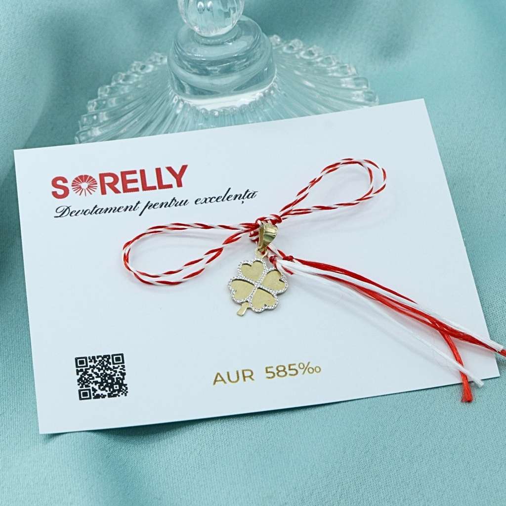 Martisor Pandantiv Aur 14k Trifoi Lucky Charm
