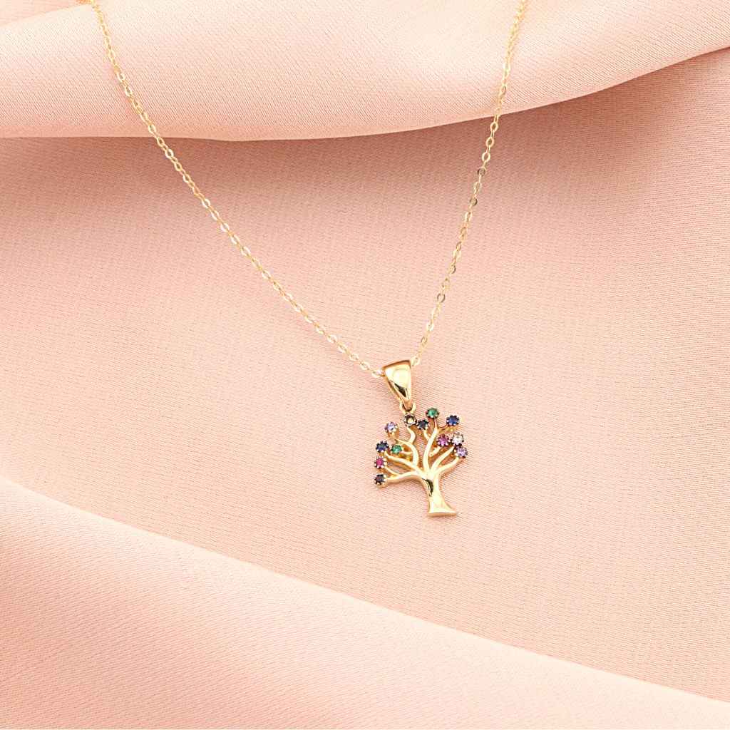 Pandantiv Aur 14k Copacul Vietii cu Pietre Multicolore