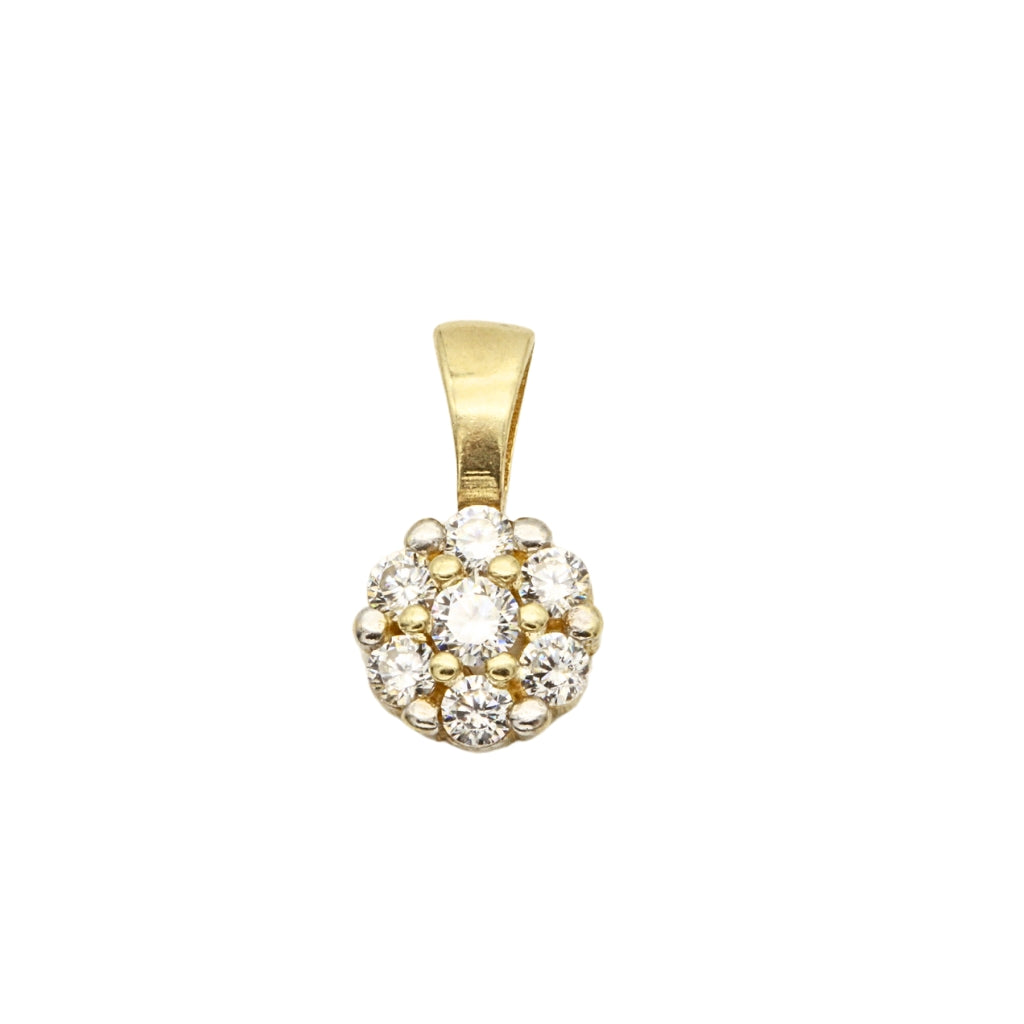 Pandantiv Aur 9k Floare cu Pietre Zirconia