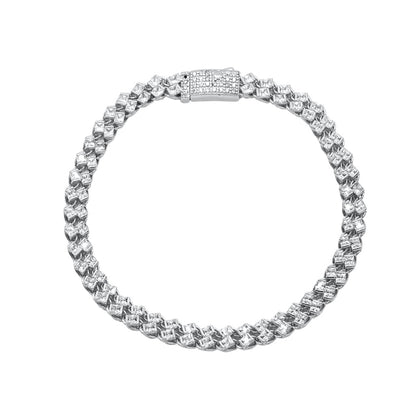 Bratara Argint Double Tennis Cuban cu Pietre Zirconia
