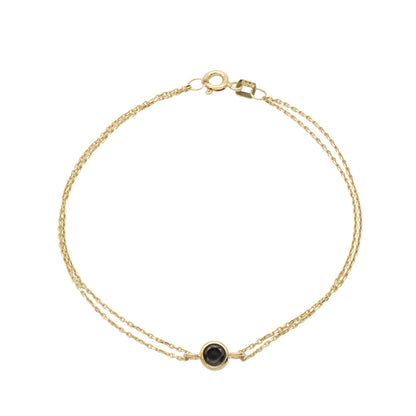 Bratara Aur 14k Minimalista cu Piatra Neagra