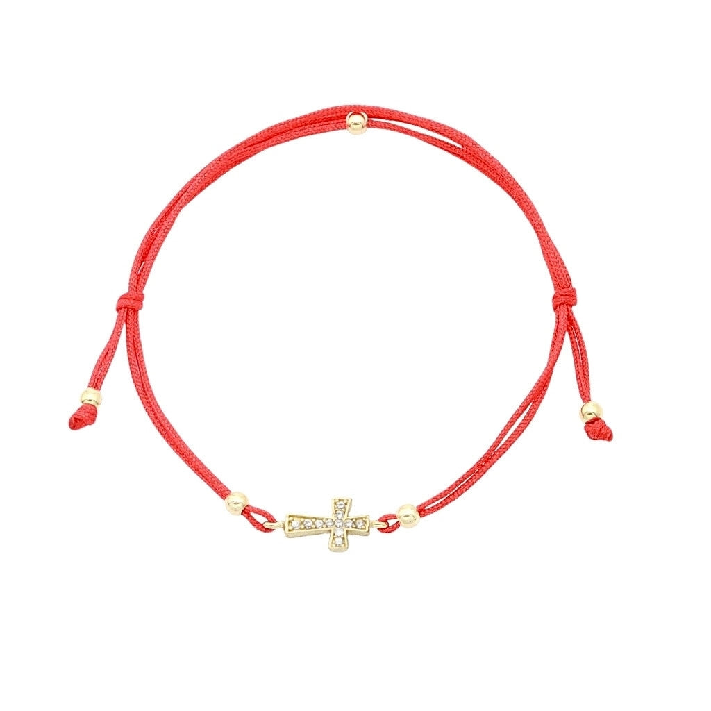 Bratara Aur 14k Snur Rosu Cruce