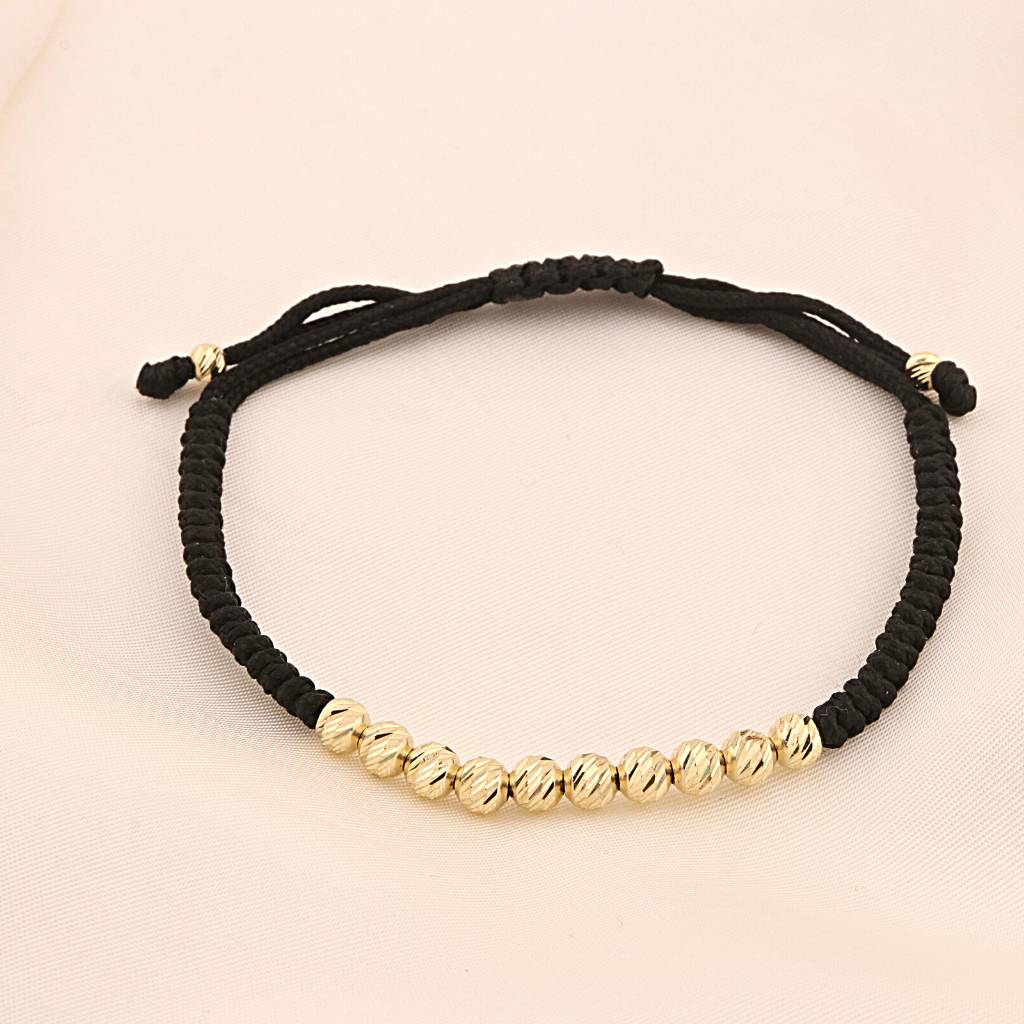 Bratara Barbati Snur Impletit cu Bile de Aur 14k 5mm
