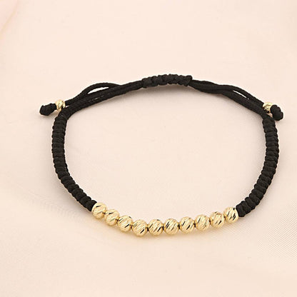 Bratara Barbati Snur Impletit cu Bile de Aur 14k 5mm