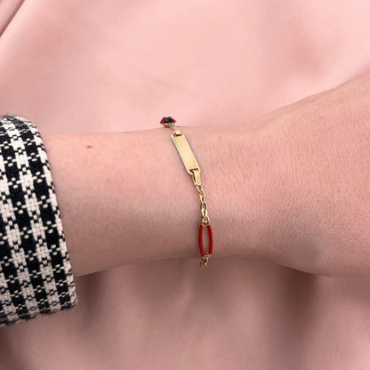Bratara Copii Aur 14k Placuta si Buburuza