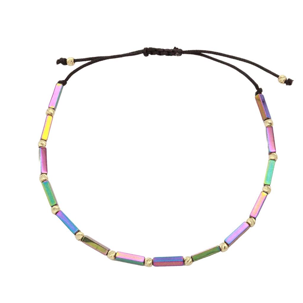 Bratara Snur Aur 14k Unisex cu Hematit Multicolor
