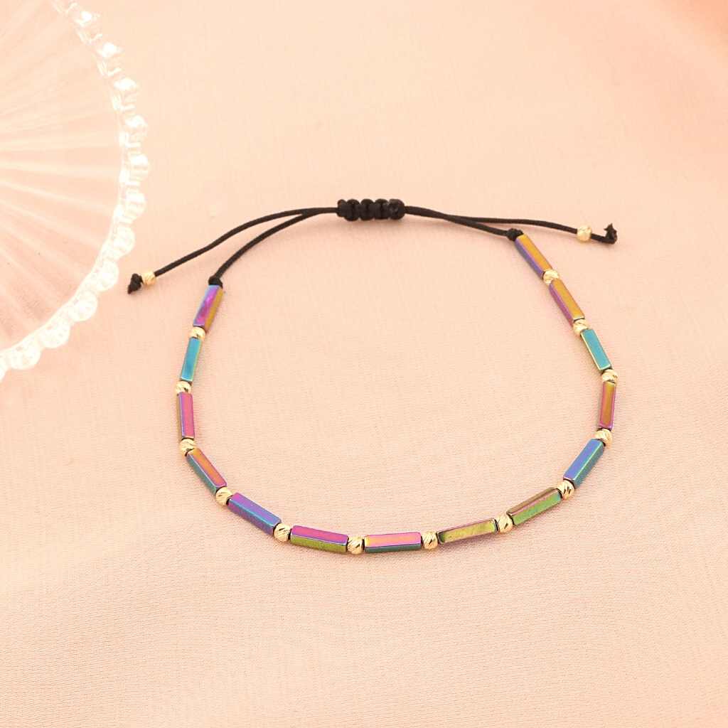 Bratara Snur Aur 14k Unisex cu Hematit Multicolor