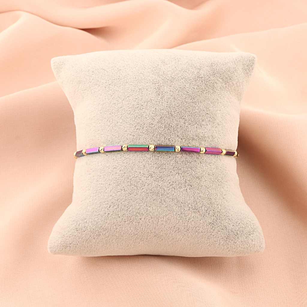 Bratara Snur Aur 14k Unisex cu Hematit Multicolor