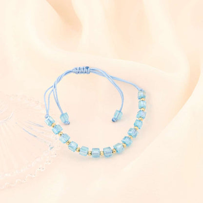 Bratara Snur cu Bile de Aur 14k si Cristal Turcoaz 4 mm