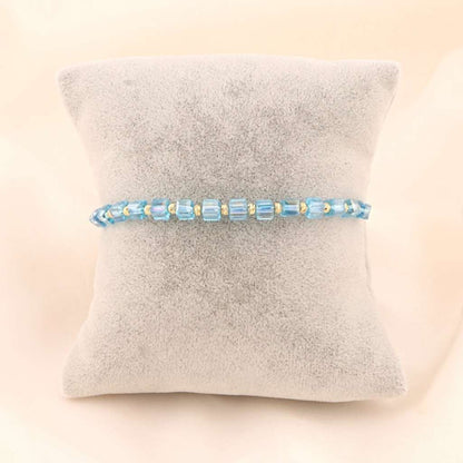 Bratara Snur cu Bile de Aur 14k si Cristal Turcoaz 4 mm