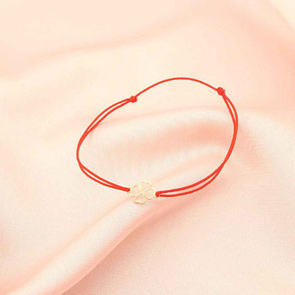 Bratara Snur Rosu Aur 14k Trifoi