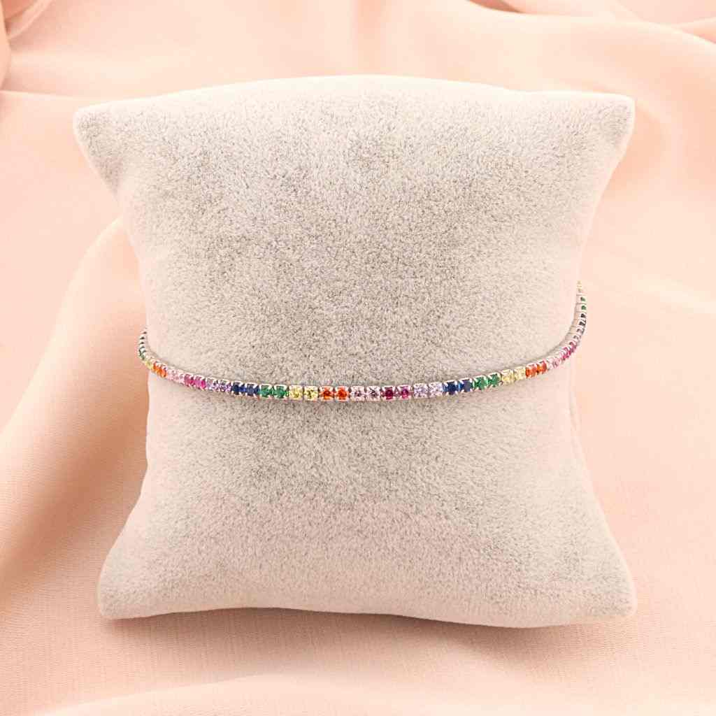 Bratara Tennis Argint cu Pietre Multicolore 2 mm
