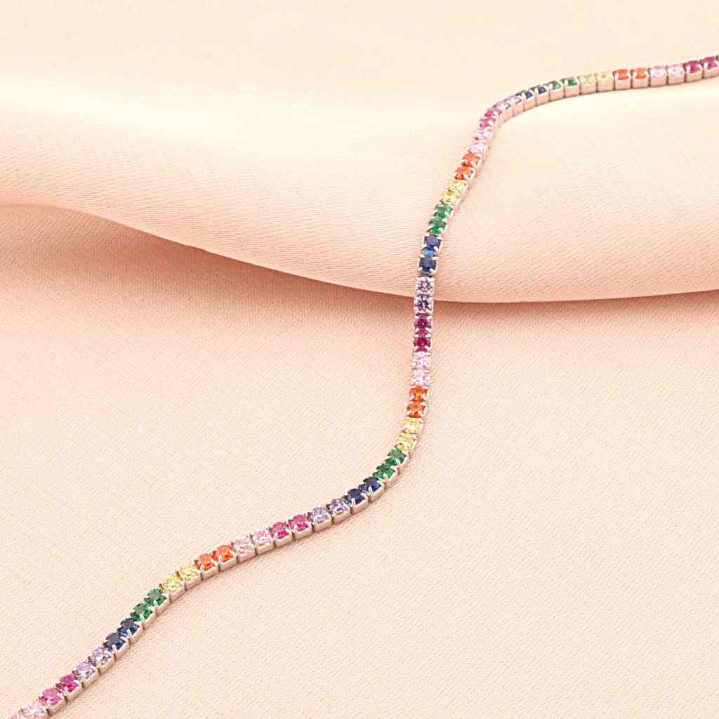 Bratara Tennis Argint cu Pietre Multicolore 2 mm