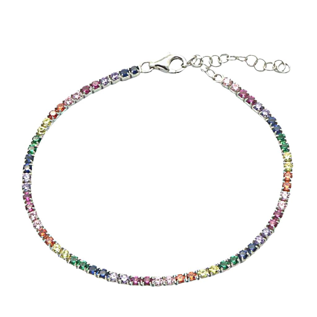 Bratara Tennis Argint cu Pietre Multicolore 2 mm