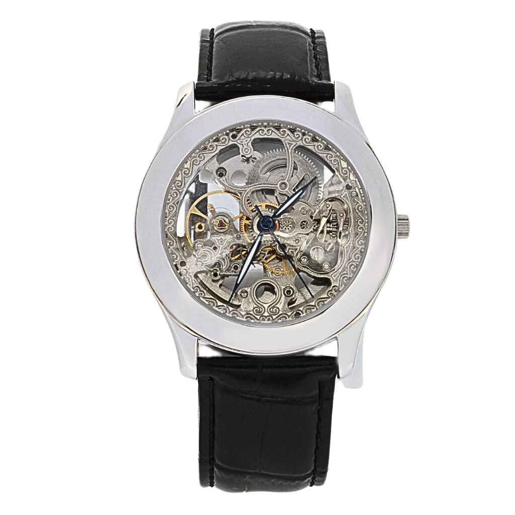 Ceas Argint Barbati Automatic cu Cadran Rotund