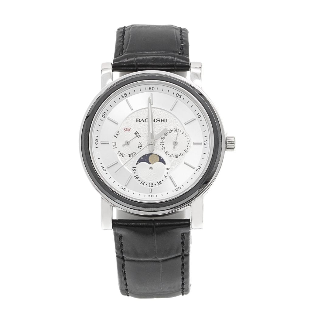 Ceas Argint 42 mm Barbati Curea Neagra