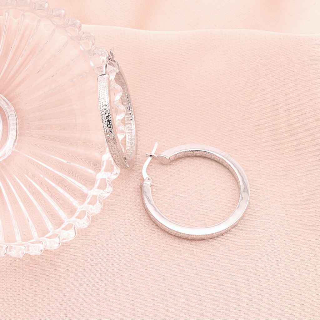 Cercei Argint Hoops cu Model Grecesc