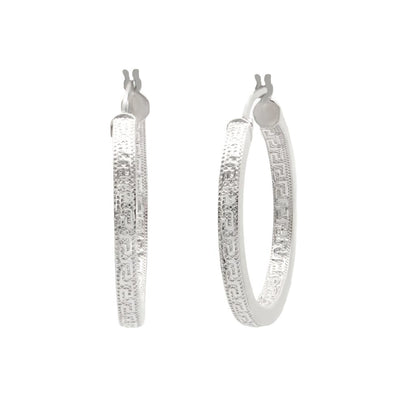 Cercei Argint Hoops cu Model Grecesc