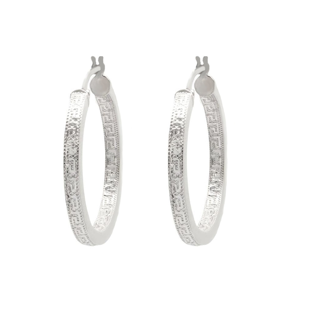 Cercei Argint Hoops cu Model Grecesc