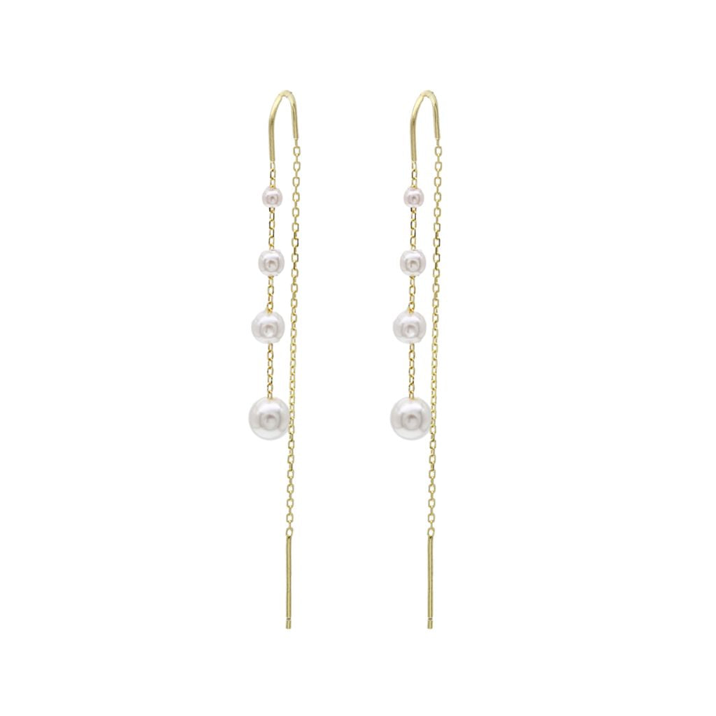 Cercei Argint Placat cu Aur 14k Fir cu Perle