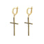 Cercei Aur 14k Cruce cu Pietre Zirconia Negre