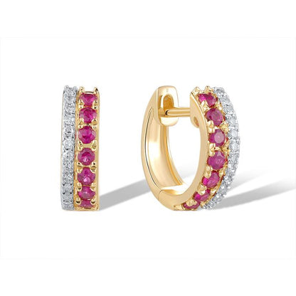 Cercei Aur 14k cu Diamante 0,071 ct si Rubin Veriga - SORELLY