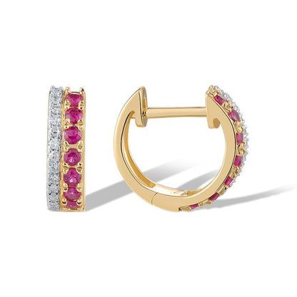 Cercei Aur 14k cu Diamante 0,071 ct si Rubin Veriga - SORELLY