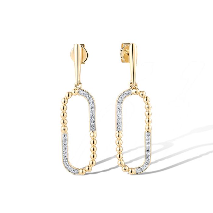 Cercei Aur 14k cu Diamante 0.093ct Paperclip