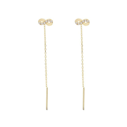 Cercei Aur 14k Fir Infinit cu Pietre Zirconia