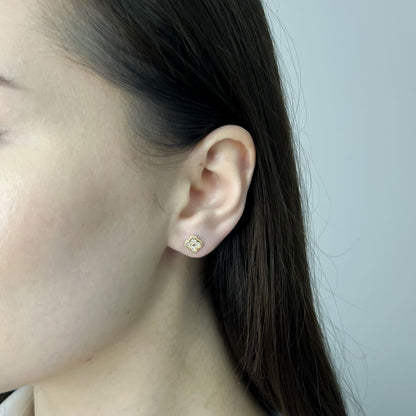 Cercei Aur 14k Floare cu Pietre Zirconia